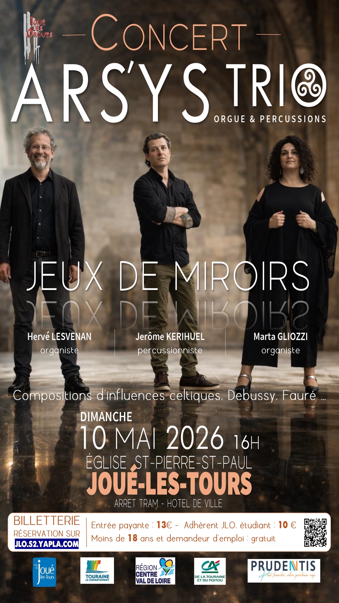 CONCERT ARS’YS TRIO - ORGUE ET PERCUSSION – 10 MAI 2026 (Panneaux lumineux1080-1920) ©Association Joué-Lès-Orgues
